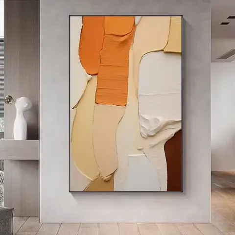 Custom Living Room Sofa Background Wall Art Decor Painting 3d Three-dimensional Hanging Painting Relief Sandstone Texture Mural