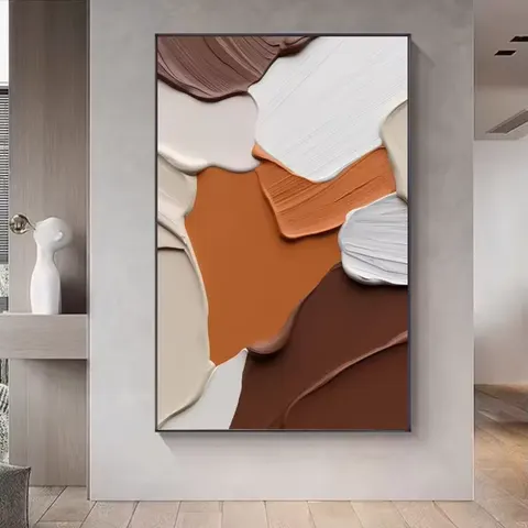 Custom Living Room Sofa Background Wall Art Decor Painting 3d Three-dimensional Hanging Painting Relief Sandstone Texture Mural