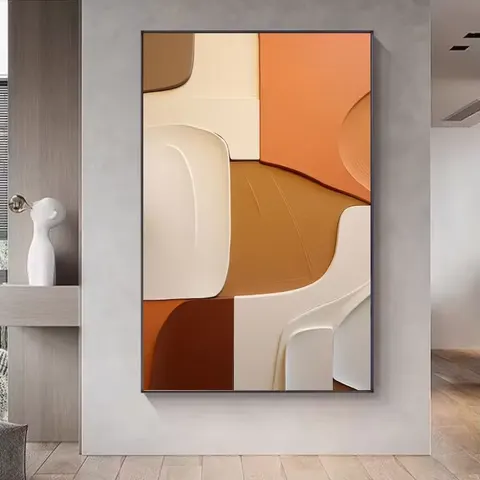 Custom Living Room Sofa Background Wall Art Decor Painting 3d Three-dimensional Hanging Painting Relief Sandstone Texture Mural