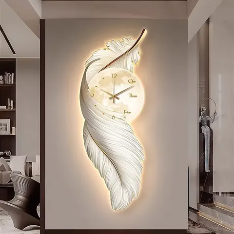 羽毛 单幅 装饰画 现代简约 客厅背景墙挂画 LED带灯画