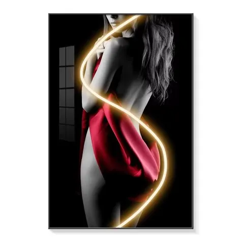 Custom Modern Sexy Female Portrait Light-Up Wall Art Illuminated Fashion Posters Living Room and Bedroom Wall Decor Neon Art
