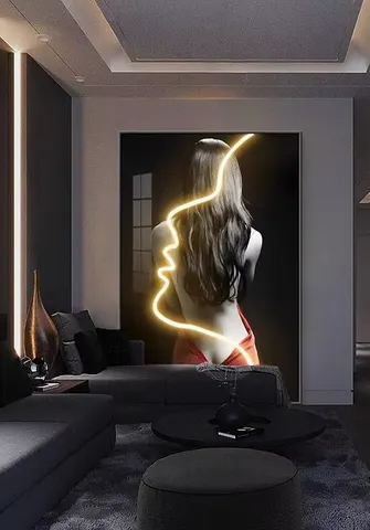 Custom Modern Sexy Female Portrait Light-Up Wall Art Illuminated Fashion Posters Living Room and Bedroom Wall Decor Neon Art