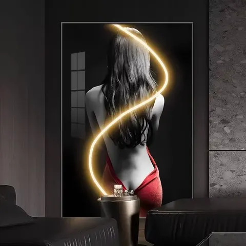 Custom Modern Sexy Female Portrait Light-Up Wall Art Illuminated Fashion Posters Living Room and Bedroom Wall Decor Neon Art