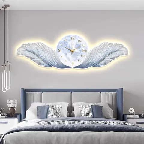 羽毛 单幅 装饰画 现代简约 卧室背景墙挂画 LED带灯画