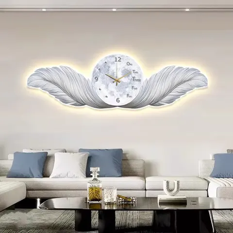 羽毛 单幅 装饰画 现代简约 卧室背景墙挂画 LED带灯画