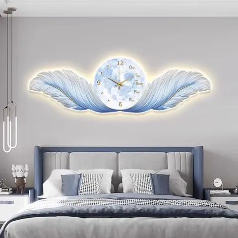 羽毛 单幅 装饰画 现代简约 卧室背景墙挂画 LED带灯画