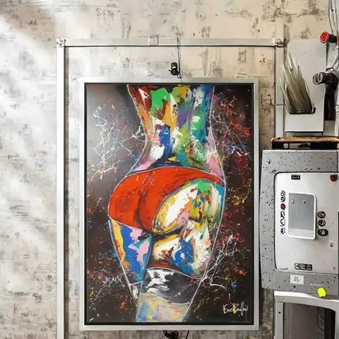 抽象 单幅 装饰画 现代简约 卧室背景墙挂画 手绘油画
