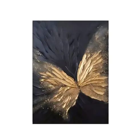 Dafen Village Hand-Painted Oil Painting Golden Butterfly Entrance Abstract Texture Living Room Sofa Background Metal Hanging