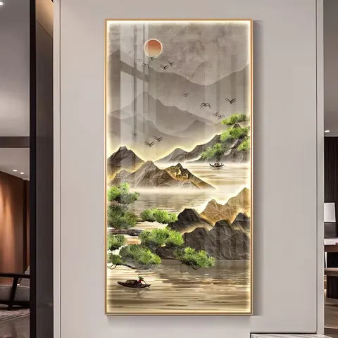 鹿 单幅 装饰画 现代简约 客厅背景墙挂画 LED带灯画