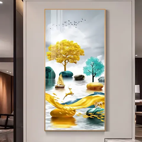 鹿 单幅 装饰画 现代简约 客厅背景墙挂画 LED带灯画