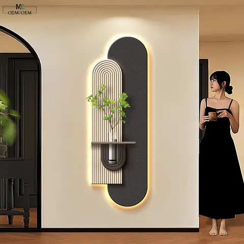 Direct Manufacturer Bespoke Illuminated Wall Decor Layered Sandstone Botanical Panel Greenery Display Volume Orders