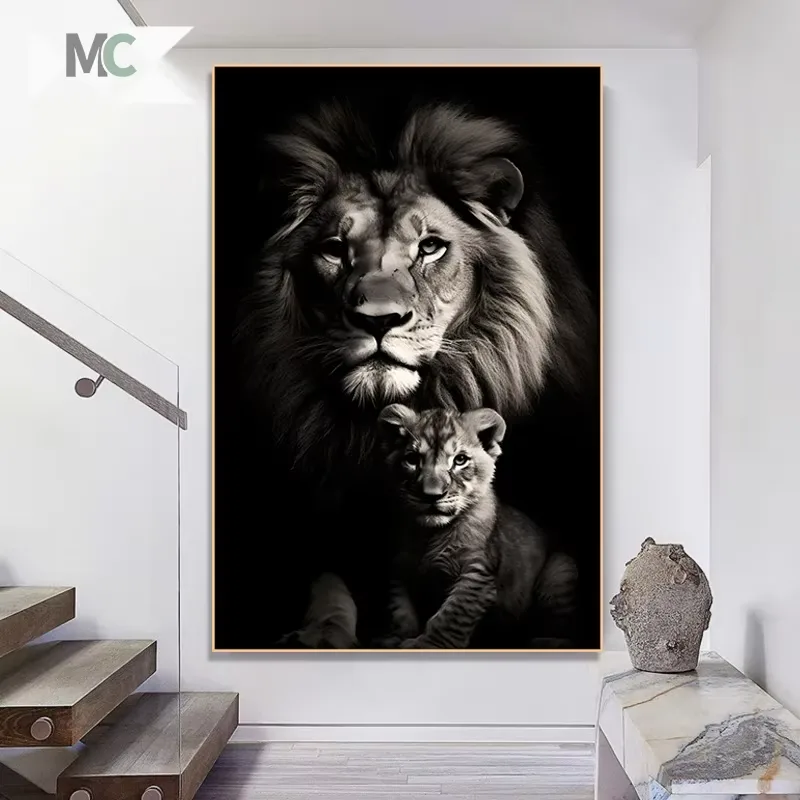 Domanical lion Wall Art Home Decor Painting Light Luxury Atmosphere Modern Living Room Porch Background Wall Hanging Painting