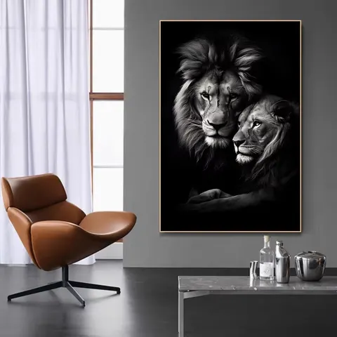 Domanical lion Wall Art Home Decor Painting Light Luxury Atmosphere Modern Living Room Porch Background Wall Hanging Painting