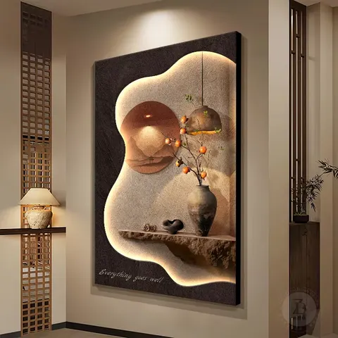 抽象 单幅 装饰画 现代简约 客厅背景墙挂画 LED带灯画