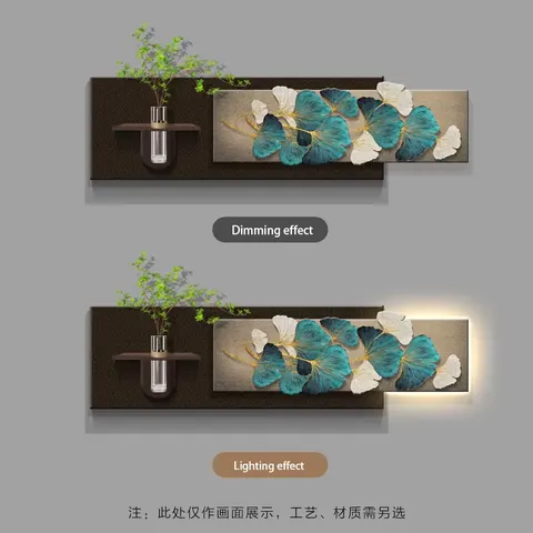 银杏 单幅 装饰画 现代简约 玄关背景墙挂画 LED带灯画