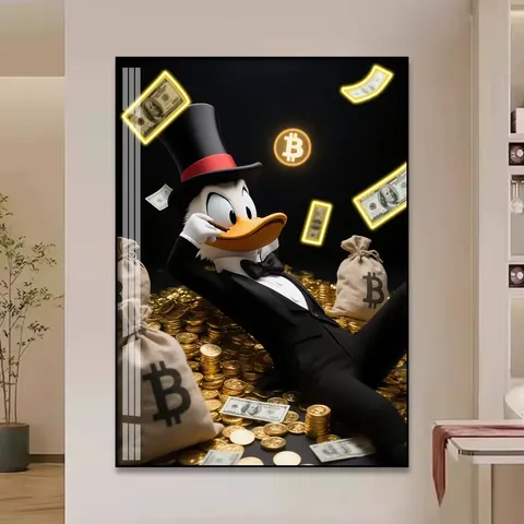 Duck and Dollar Crystal Painting Cartoon Picture Poster High-definition Printing Art Decor LED Painting