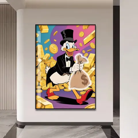 Duck and Dollar Crystal Painting Cartoon Picture Poster High-definition Printing Art Decor LED Painting