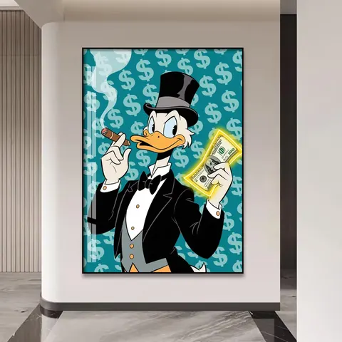 Duck and Dollar Crystal Painting Cartoon Picture Poster High-definition Printing Art Decor LED Painting