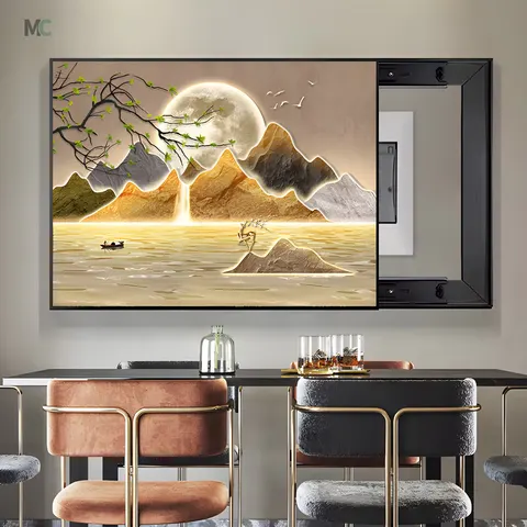 Electric Box Cover Art Home Decor Painting New Chinese Style Restaurant Mural  Distribution Box Hanging Painting