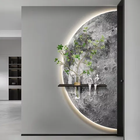 植物 单幅 装饰画 现代简约 玄关背景墙挂画 LED带灯画