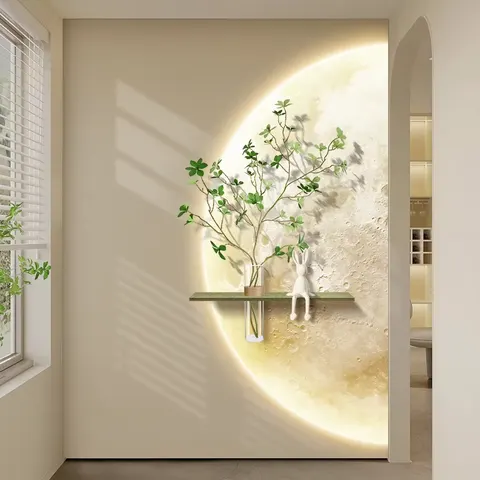 植物 单幅 装饰画 现代简约 玄关背景墙挂画 LED带灯画