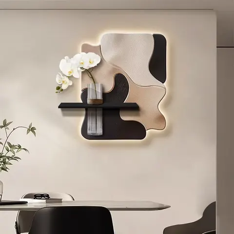 Elegance Restaurant Wall Art Decor Sandstone Paintings TV Background Wall Hydroponic Plants Wall Glowed LED Paintings
