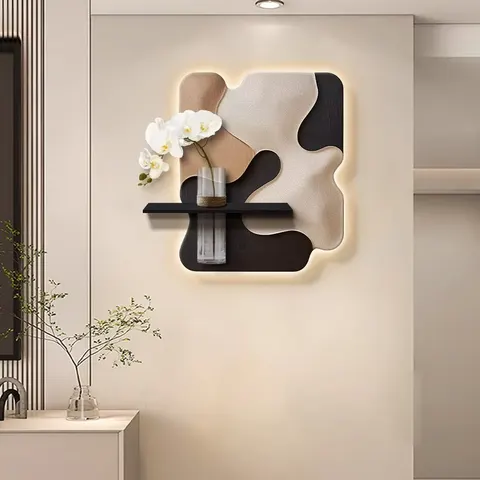 Elegance Restaurant Wall Art Decor Sandstone Paintings TV Background Wall Hydroponic Plants Wall Glowed LED Paintings