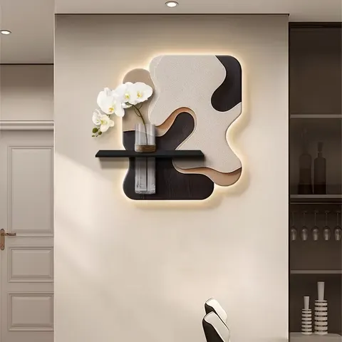 Elegance Restaurant Wall Art Decor Sandstone Paintings TV Background Wall Hydroponic Plants Wall Glowed LED Paintings