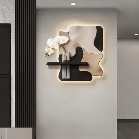 Elegance Restaurant Wall Art Decor Sandstone Paintings TV Background Wall Hydroponic Plants Wall Glowed LED Paintings