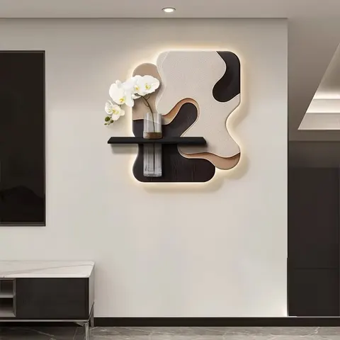 Elegance Restaurant Wall Art Decor Sandstone Paintings TV Background Wall Hydroponic Plants Wall Glowed LED Paintings