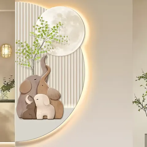 动物 单幅 装饰画 现代简约 客厅背景墙挂画 LED带灯画