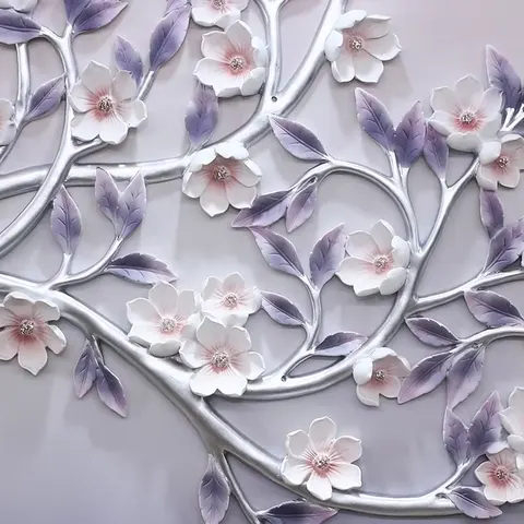 繁花 单幅 装饰画 现代简约 客厅背景墙挂画 砂岩浮雕