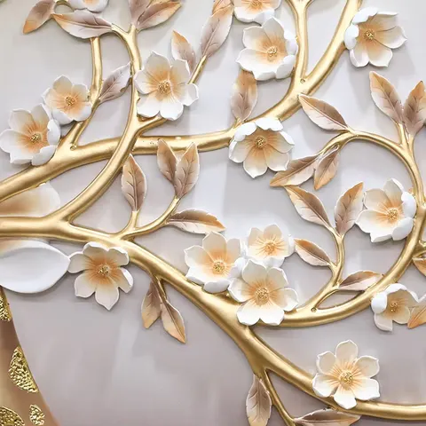繁花 单幅 装饰画 现代简约 客厅背景墙挂画 砂岩浮雕