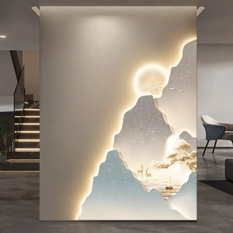 Elk Art Home Furnishings Decorative Painting Corridor Backdrop Wall Crystal Porcelain LED Painting