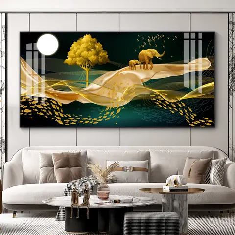 Elk Art Living Room Sofa Background Wall Crystal Porcelain Decorative Painting Hotel Corridor Wall Art Decor Hanging Painting