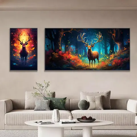 Elk Forest Canvas Art Home Decor Painting Sofa Background Wall High-definition Printing Animal Paintings