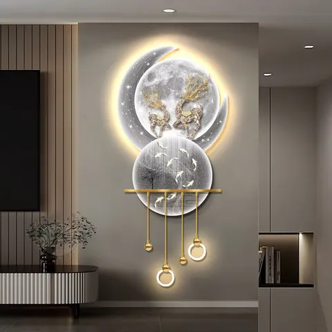 抽象 单幅 装饰画 现代简约 客厅背景墙挂画 LED带灯画