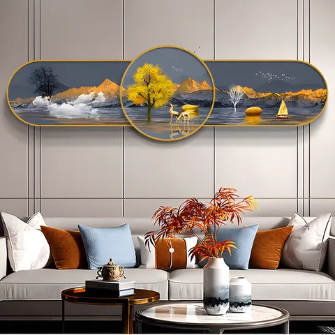 Elk Living Room Art Home Decor Painting High-grade Modern Simple Sofa Background Wall Crystal Porcelain Painting