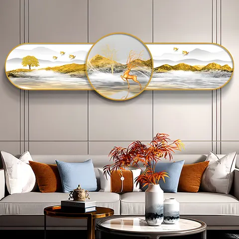 Elk Living Room Art Home Decor Painting High-grade Modern Simple Sofa Background Wall Crystal Porcelain Painting