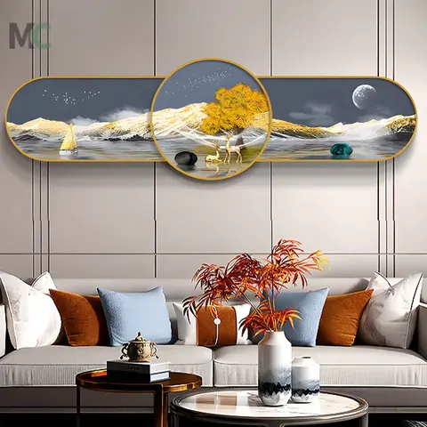 Elk Living Room Art Home Decor Painting High-grade Modern Simple Sofa Background Wall Crystal Porcelain Painting