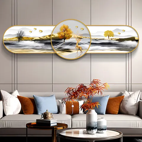 Elk Living Room Art Home Decor Painting High-grade Modern Simple Sofa Background Wall Crystal Porcelain Painting