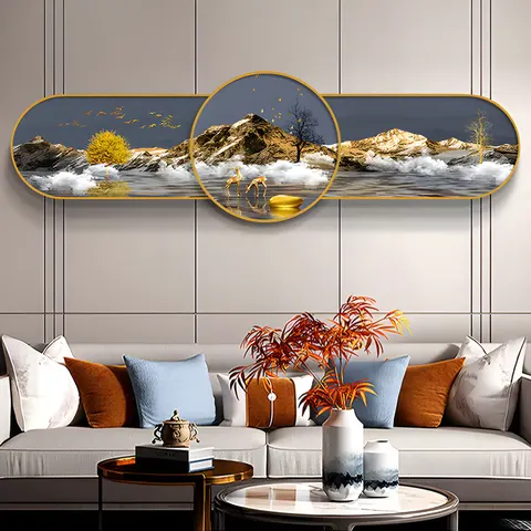 Elk Living Room Art Home Decor Painting High-grade Modern Simple Sofa Background Wall Crystal Porcelain Painting