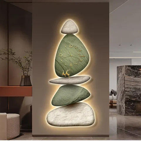 Elk Nine Fish Chart Porch Wall Home Decor Painting 3D Effect LED Glow Tape Clock Crystal Porcelain Paintings