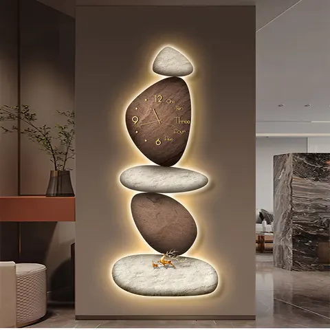 Elk Nine Fish Chart Porch Wall Home Decor Painting 3D Effect LED Glow Tape Clock Crystal Porcelain Paintings