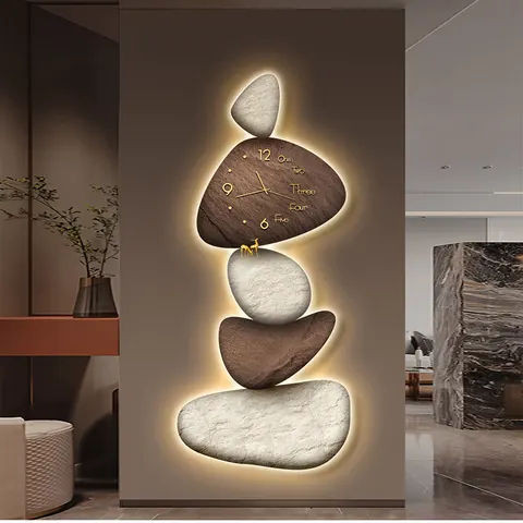 Elk Nine Fish Chart Porch Wall Home Decor Painting 3D Effect LED Glow Tape Clock Crystal Porcelain Paintings