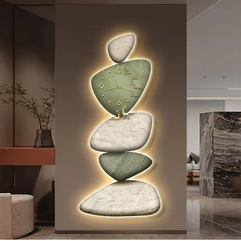Elk Nine Fish Chart Porch Wall Home Decor Painting 3D Effect LED Glow Tape Clock Crystal Porcelain Paintings