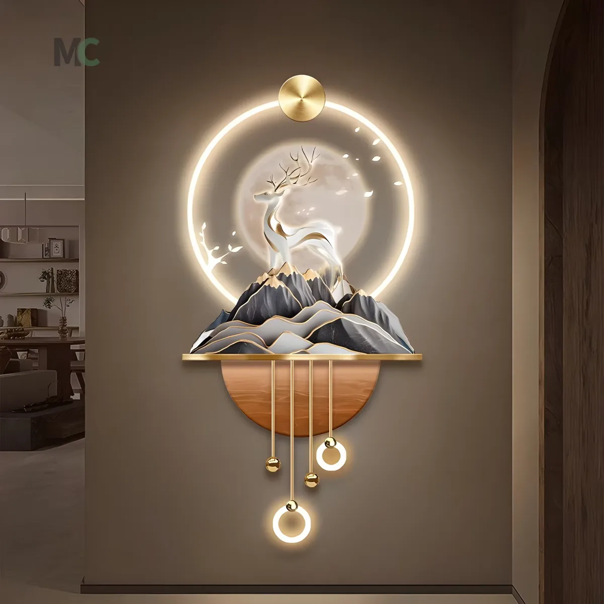 抽象 单幅 装饰画 轻奢风 玄关背景墙挂画 LED带灯画