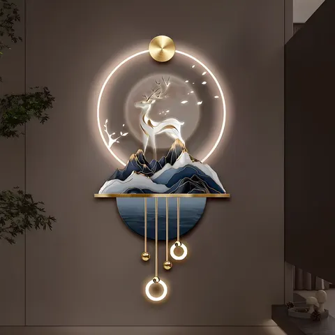 抽象 单幅 装饰画 轻奢风 玄关背景墙挂画 LED带灯画