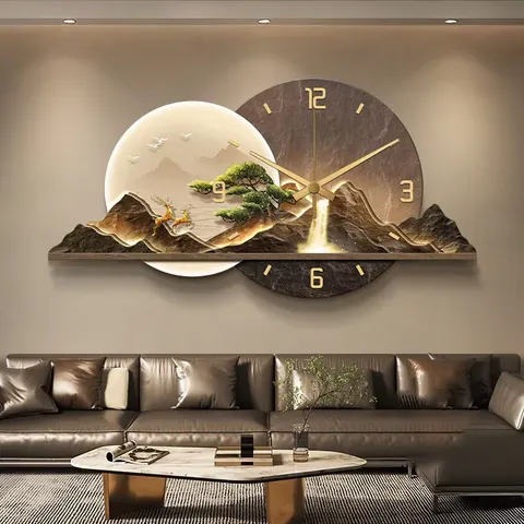 Elk Scenery and Mountains Alarm Clocks and Watches Wall Painting Sofa Background Wall Crystal Porcelain Painting