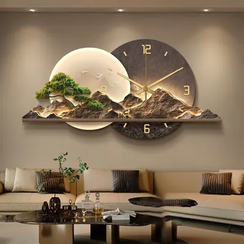 Elk Scenery and Mountains Alarm Clocks and Watches Wall Painting Sofa Background Wall Crystal Porcelain Painting